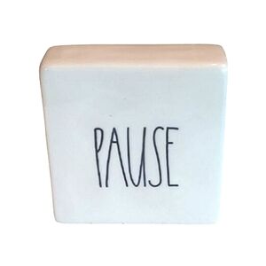 Rae Dunn Artisan Collection Ceramic Block 'RELAX' 'PAUSE' Desk Home Décor Gift